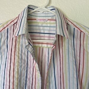 Lorenzini rainbow colored striped made in Italy long sleeve button down m/l